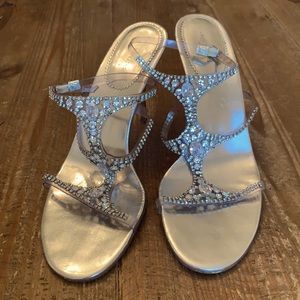 Valerie Stevens Silver Rhinestone Heels Size 8